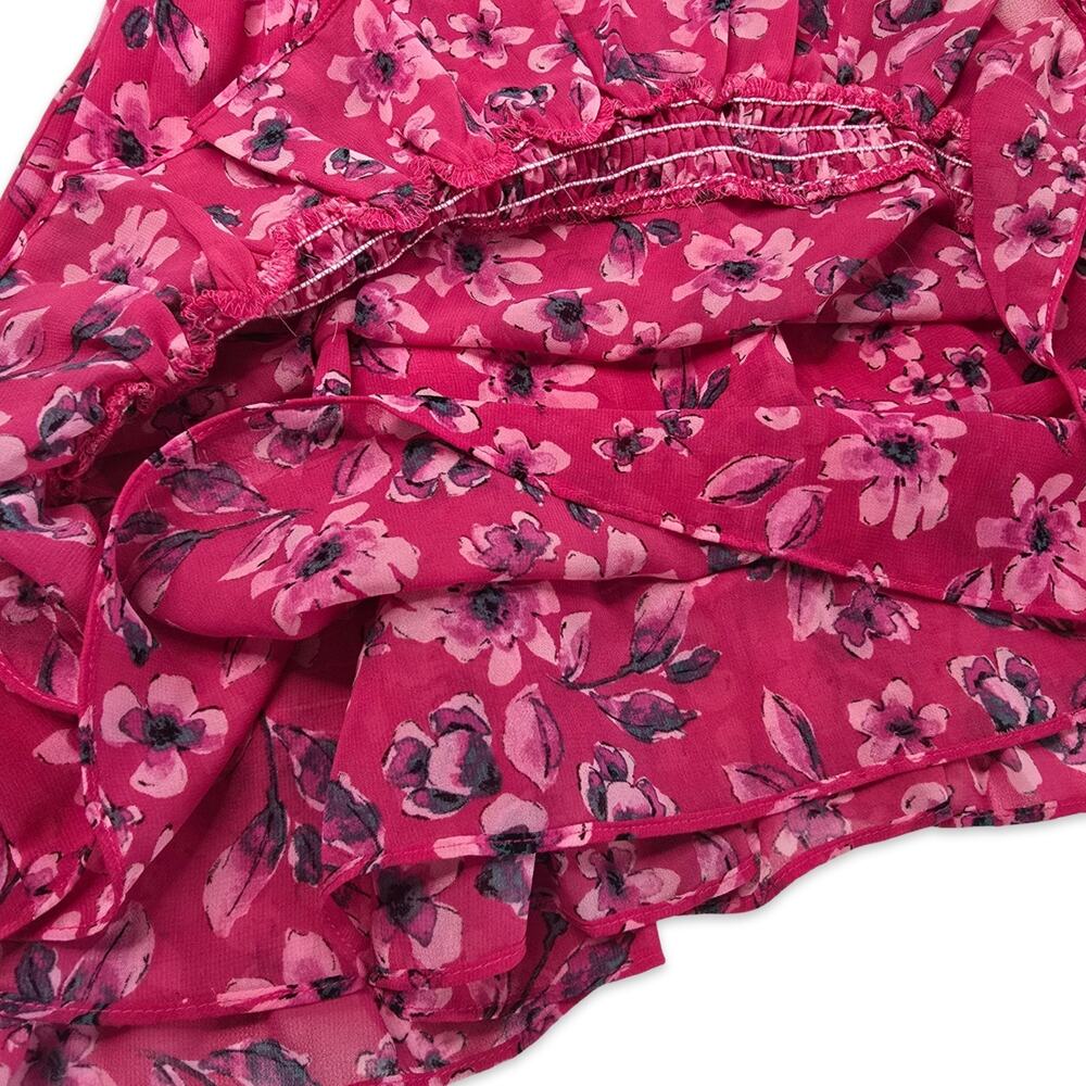 MISA Los Angeles Floral Mini Dress Size XS Pink Long Sleeve Smocked Waist NWT - Picture 12 of 12